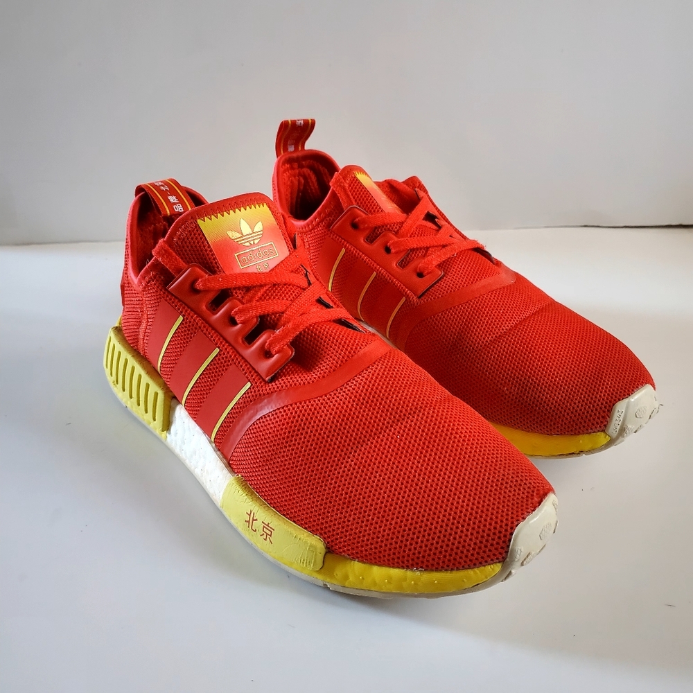 Adidas NMD R1 Beijing Casual Shoes Sneakers Red Yellow Men's Size 9.5